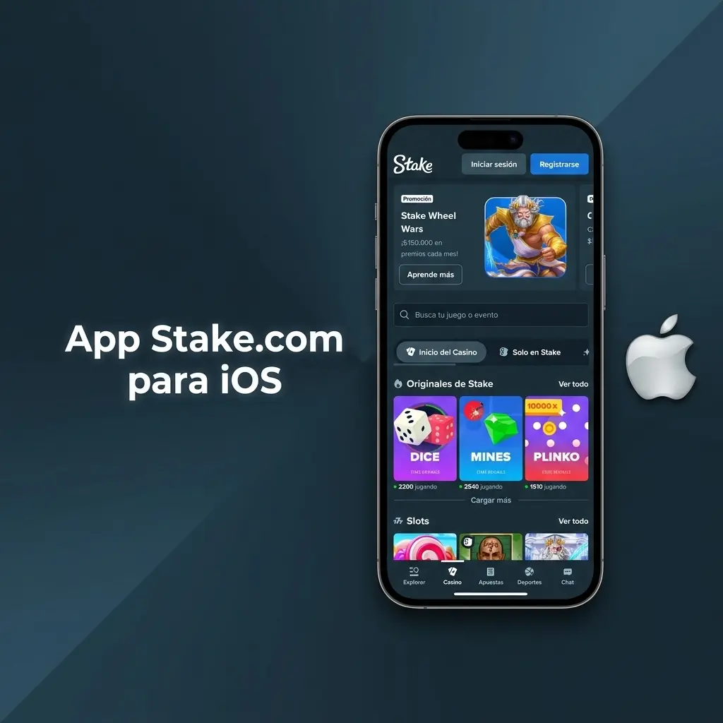 App Stake.com para iOS en iPhone e iPad: apuestas deportivas, casino en vivo y pagos desde iOS 12.0