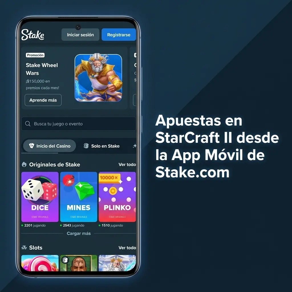 Apuesta en StarCraft II desde la app móvil de Stake.com en Android o iOS con mercados completos de esports