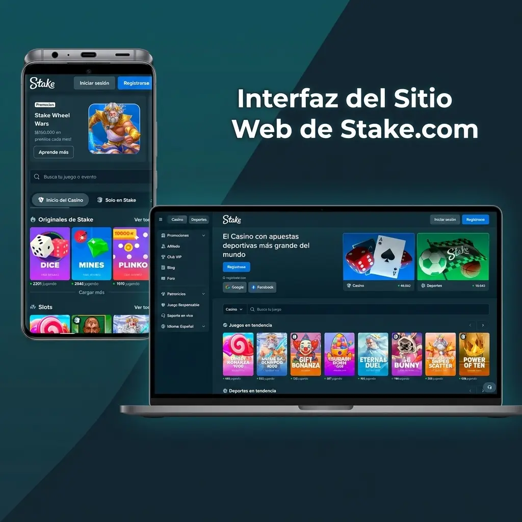 Interfaz del sitio web Stake.com con barra de navegación en Casino, Apuestas Deportivas y Promociones para Chile