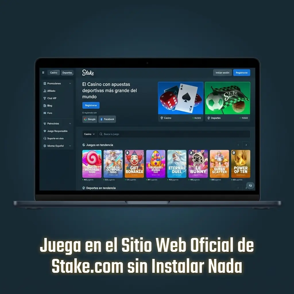 Sitio web oficial de Stake.com accesible desde navegador sin instalar apps, con casino y apuestas deportivas en Chile
