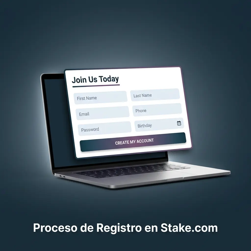 Pasos del proceso de registro en Stake.com: formulario, verificación de correo y primer depósito en cripto