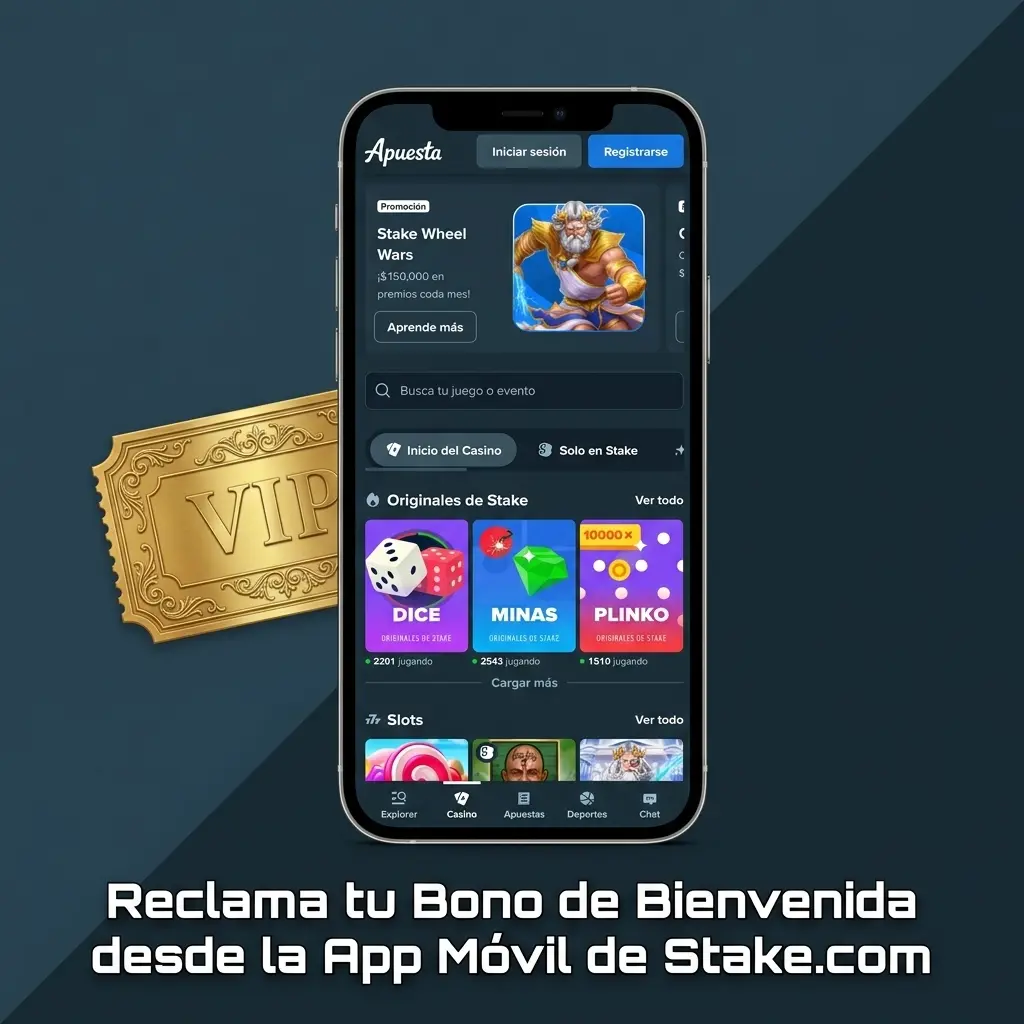 Reclama tu bono de bienvenida en la app móvil de Stake.com para iOS y Android desde Chile