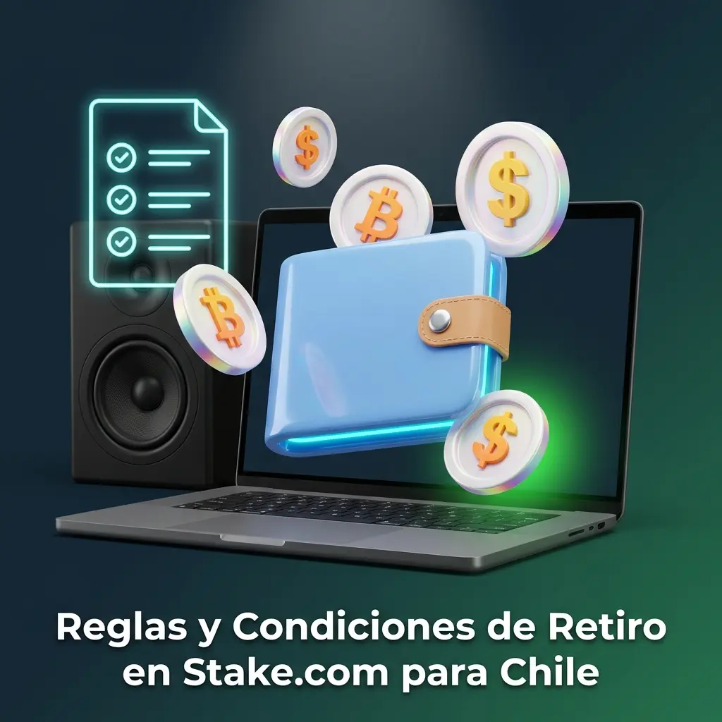 Reglas y condiciones de retiro en Stake.com Chile: verificación, bonos, montos mínimos y billeteras válidas.