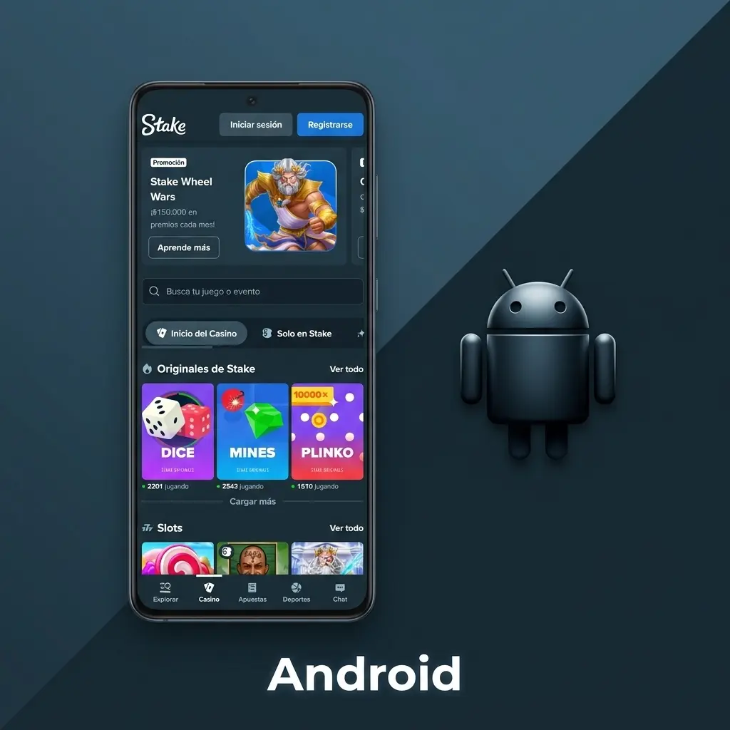 App de Stake.com para Android: descarga e instalación del APK en smartphones y tablets compatibles