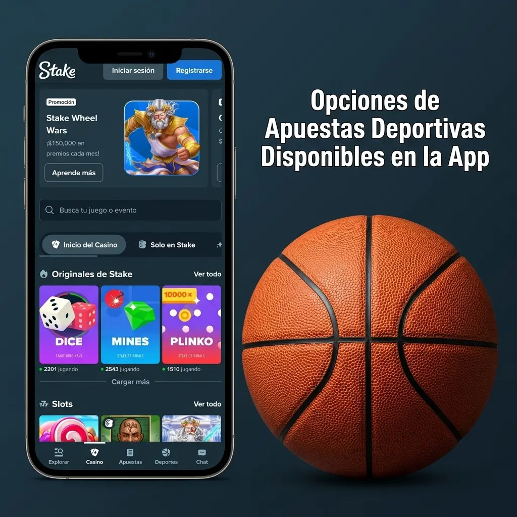 App Stake.com con opciones de apuestas deportivas: fútbol, básquetbol, tenis, esports y más disponibles 24/7