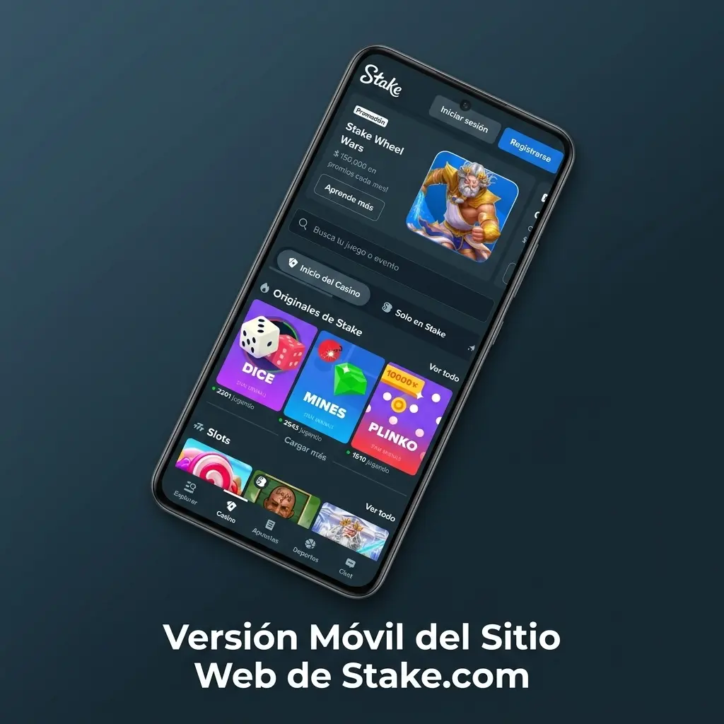 Versión móvil de Stake.com optimizada para smartphones y tablets con acceso completo desde el navegador en Chile