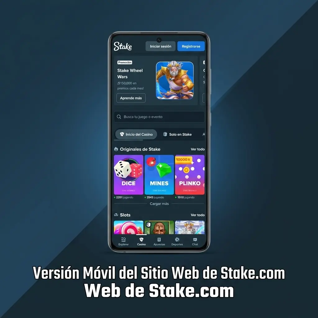 Versión móvil de Stake.com accesible desde smartphone y tablet para apuestas deportivas y casino en el navegador